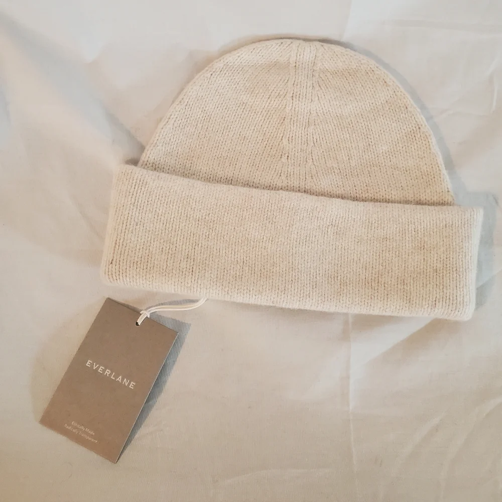 EVERLANE Unisex Wool Ribbed Knit Beanie One Size New with Tags